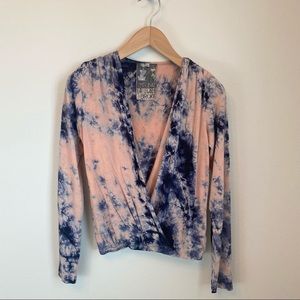 Young Fabulous & Broke Tie Dye Long Sleeve Wrap Shirt